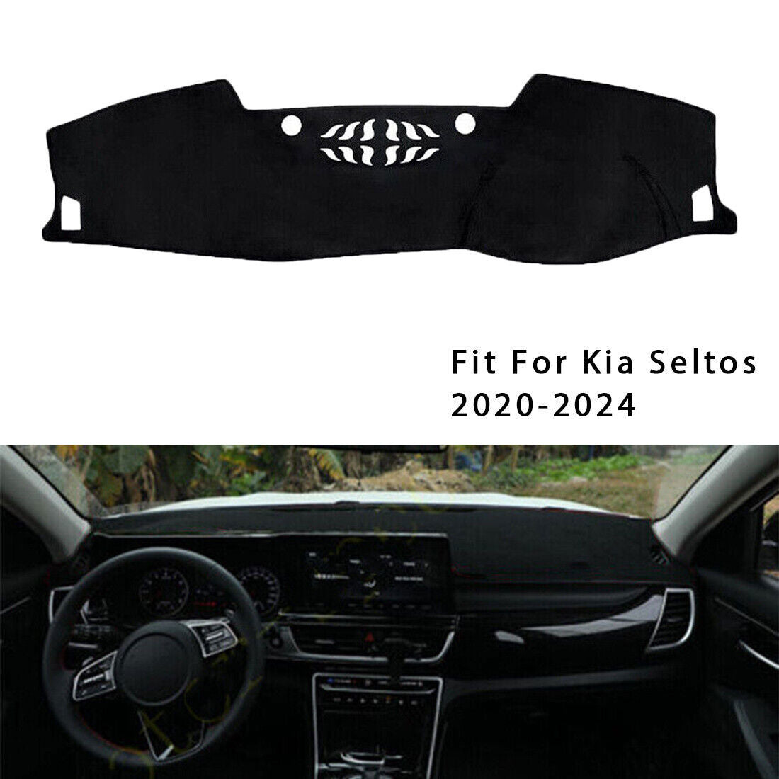 DashMat Cover Dashboard Non-slip Sun Protector Mat Fit for Kia Seltos 2020-2024