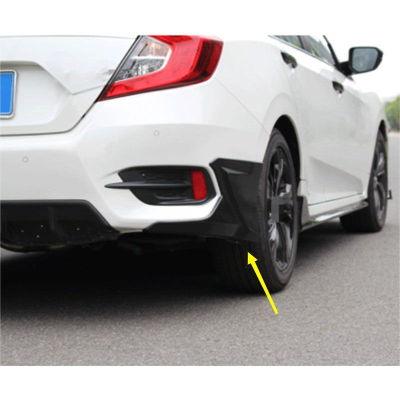 for Honda for Civic Sedan 2016-21 Black ABS Rear Bumper Splitter Lip Corner Guard 2x