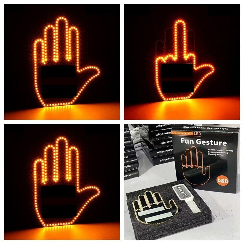 Finger gesture light with remote control LED car rear window sign light