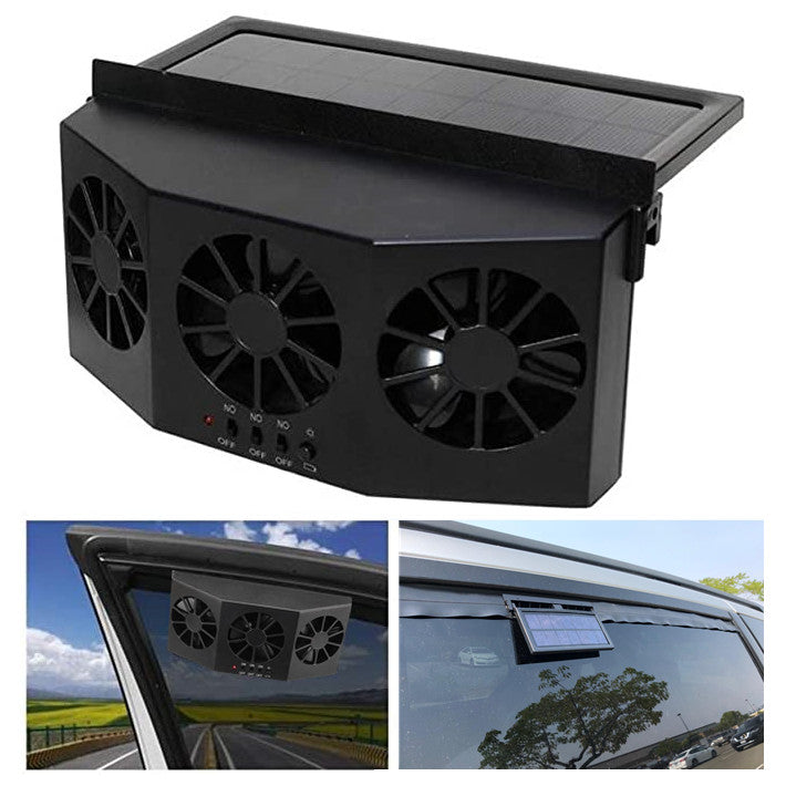3-socket solar-powered car SUV ventilation and cooling fan, car window cooler, exhaust - n