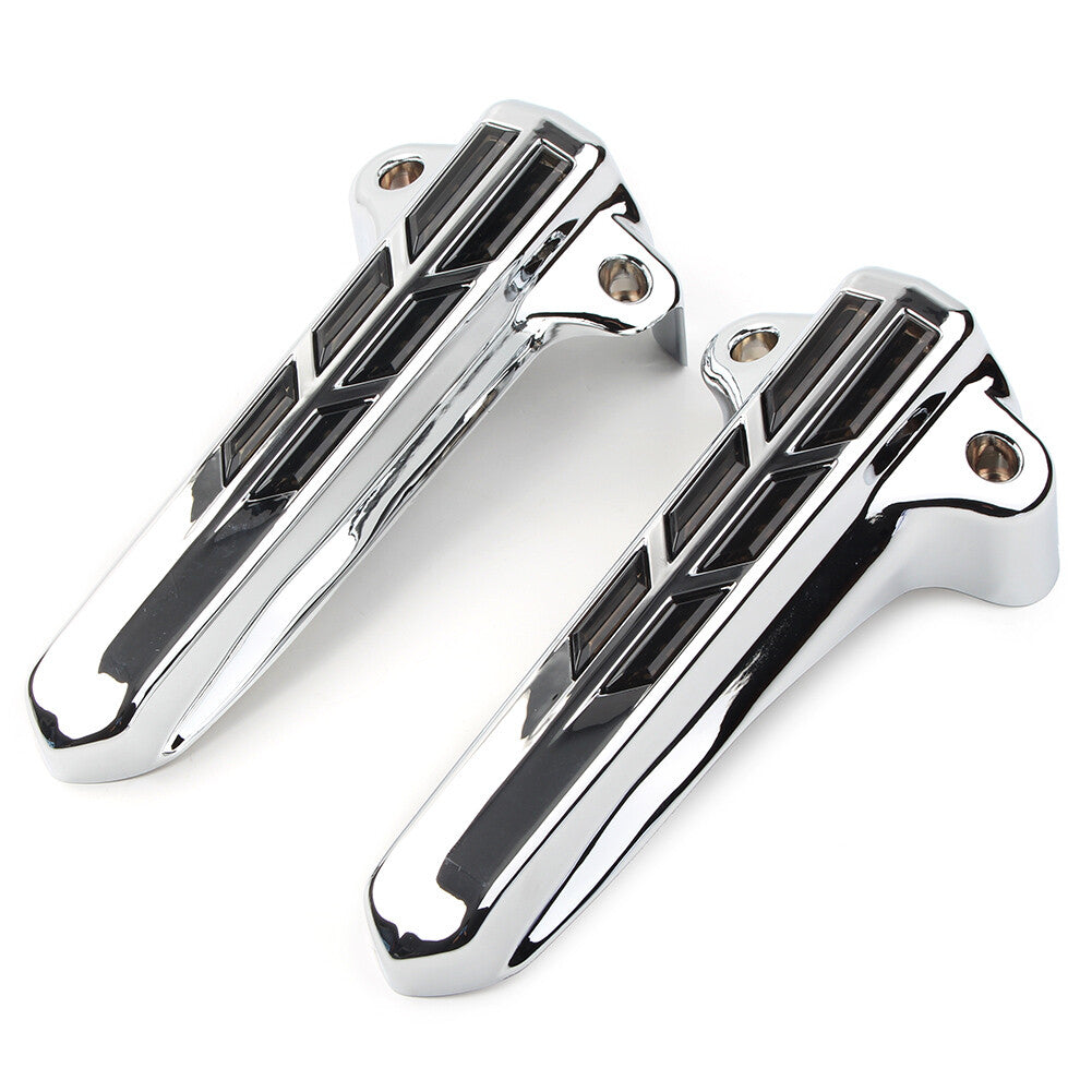 2xFront Lower Fork Leg Covers LED Smoke Light for Harley Touring FLHR FLHTK FLHX