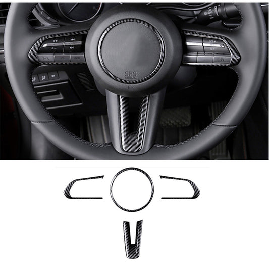 4X Carbon fiber Style internal Steering Wheel Cover Trim For 2019-2023 for Mazda 3