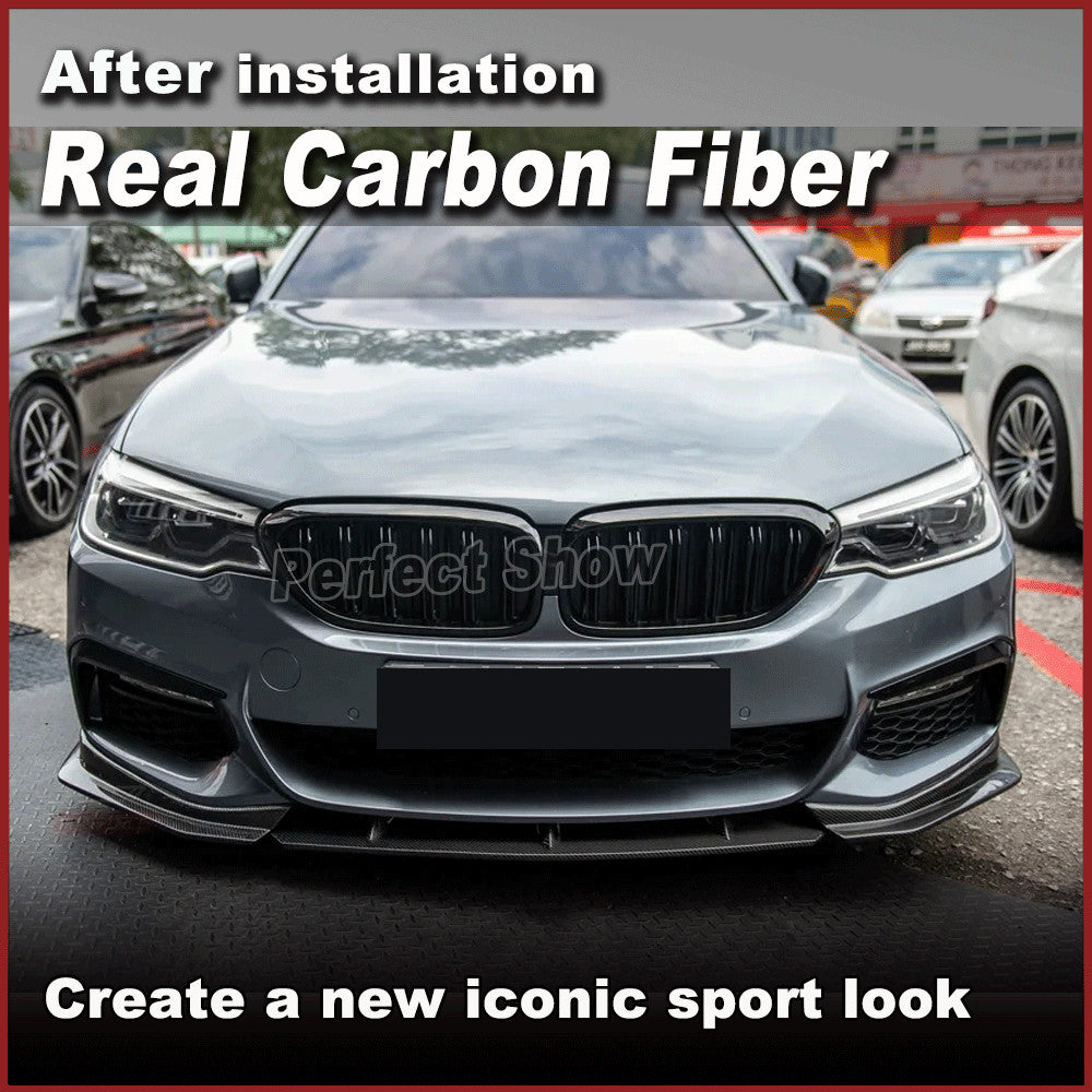 Real Carbon Fiber Front Bumper Lip Spoiler for BMW 5Series G30 G38 M-SPORT 17-20