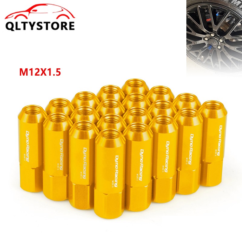 20Pcs M12X1.5 60MM Extended Tuner Racing Wheel Lug Nuts Forged Gold Aluminum Q