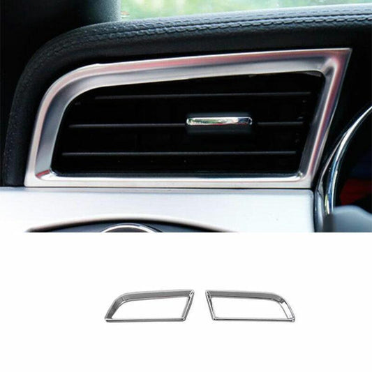 for Ford for Mustang 2015-2022 Silver Steel Left And Right Air Outlet Vent Trim 2PCS