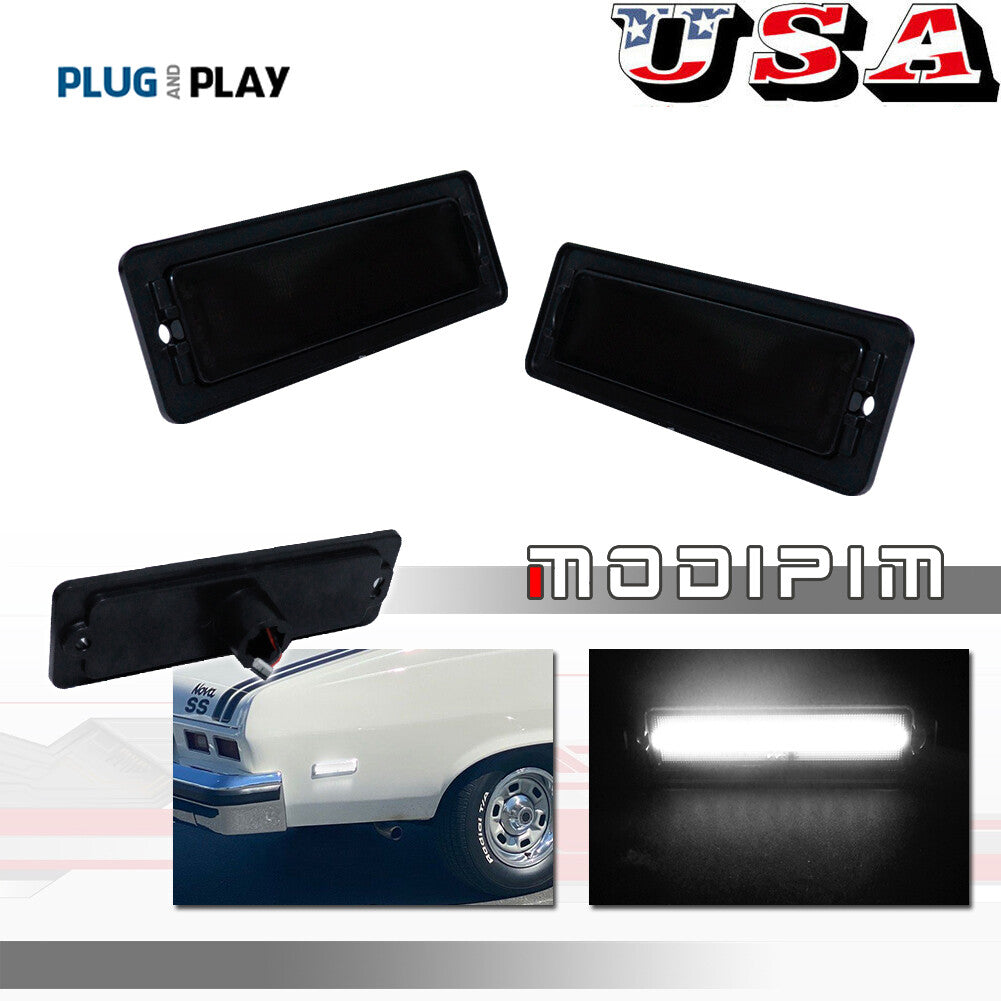 For 1970 - 1974 for Nova Smoked Lens Front/Rear Bumper Side Marker Lights 2 pcs - v