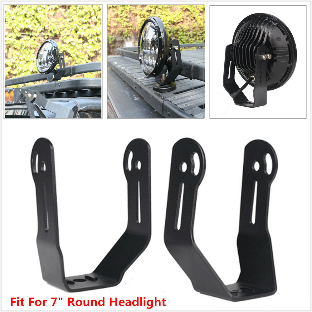 7 Round Headlight Bracket for Rooftop Bar - LED Spotlight Lighting Mount Clip n