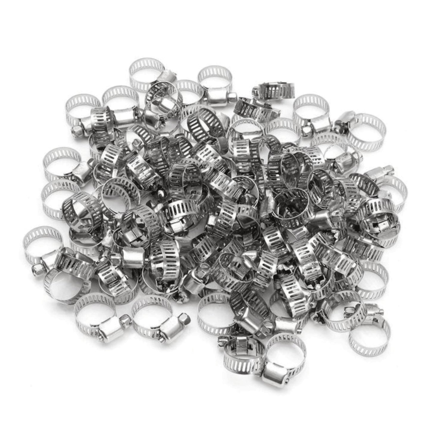 50-pack 3/8 inch - 5/8 inch Adjustable S304 Drive Hose Clamps, Fuel Line Worm Clamps, Hose Clamps