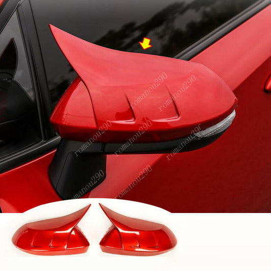 2X for Toyota for Corolla 2019-2023 Gloss Red Ox Horn Rearview Mirror Cover Trim Cap