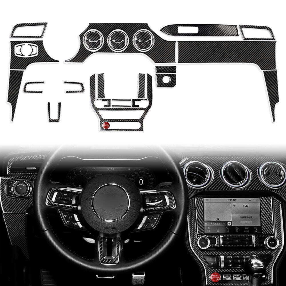 32 Pcs Carbon Fiber Interior Decoration Cover Trim for Ford for Mustang 2015-2019
