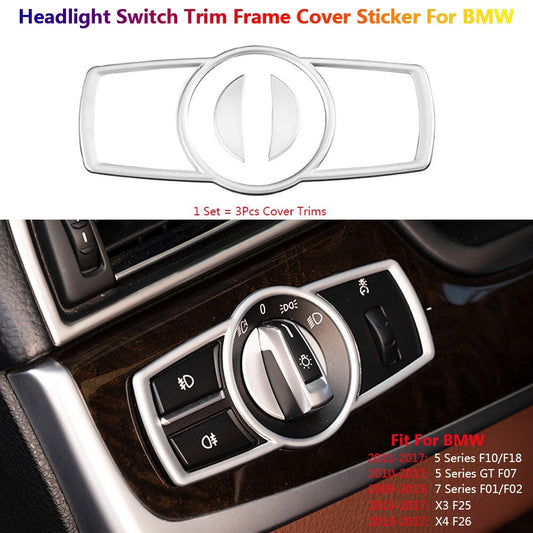 for BMW 5 7 X3 X4 F10 F07 F01 F25 F26 Car LED Headlight Switch Button Cover Trim
