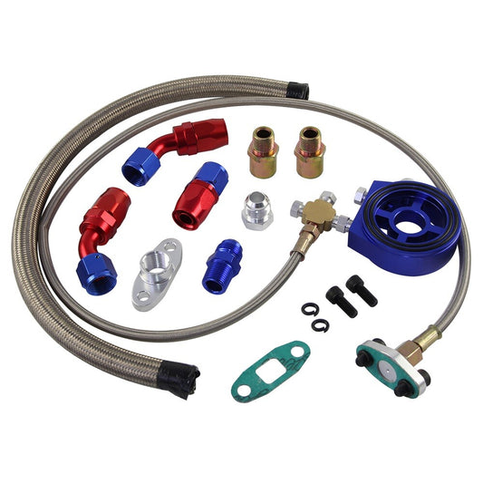 Turbo Oil Return Drain+Feed Line+Sandwich Adapter Plate for Toyota K24 T3 T4 BL