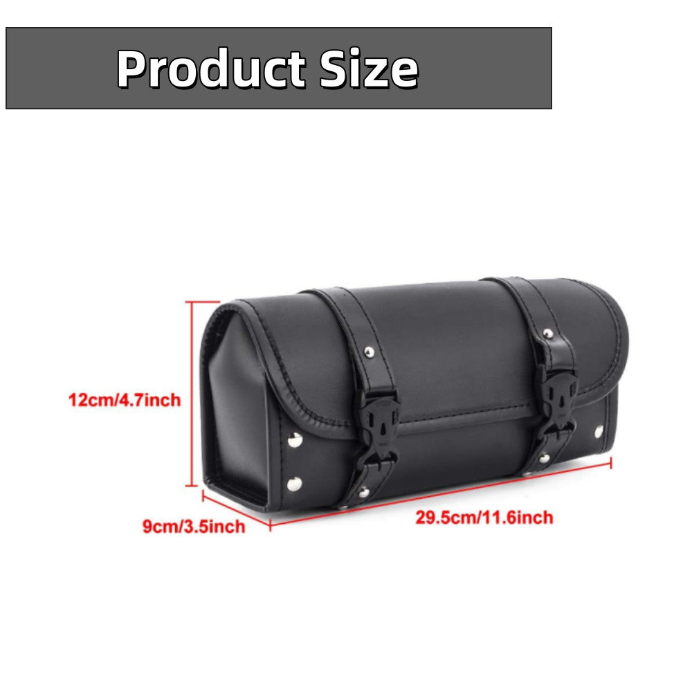 Motorcycle fork tool bag storage luggage case saddle bag leather handlebars - n