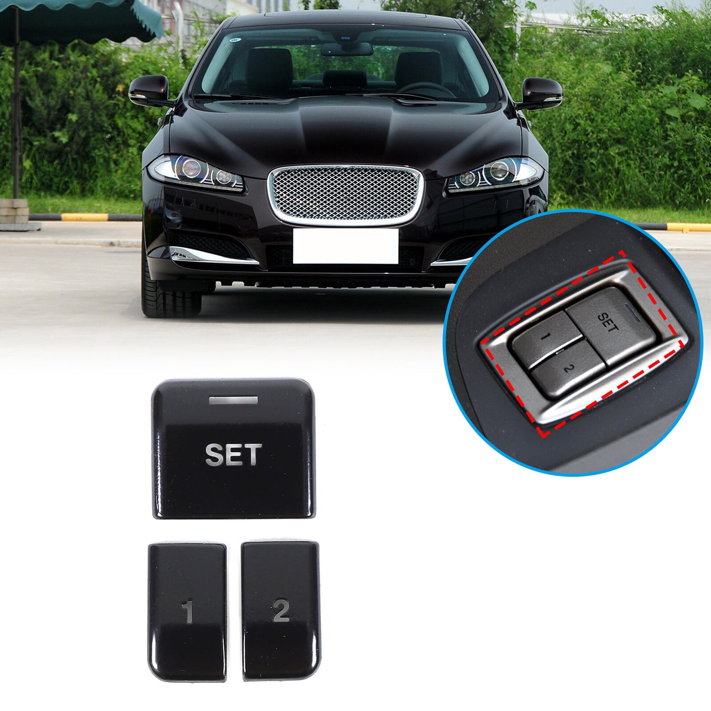 Sticker for Jaguar XJL 2010-2019 Black Alloy for Seat Memory System Switch Button - n