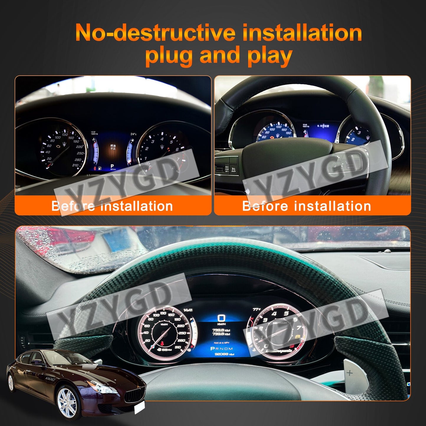 for Maserati Quattroporte 2014-2022 LCD Digital Cluster Instrument Speedometer Q