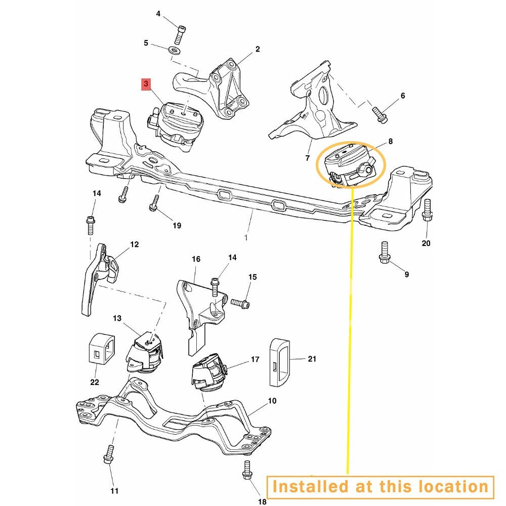 for Bentley GT Flying Spur engine motor mounting (right side) : 3W0199381N