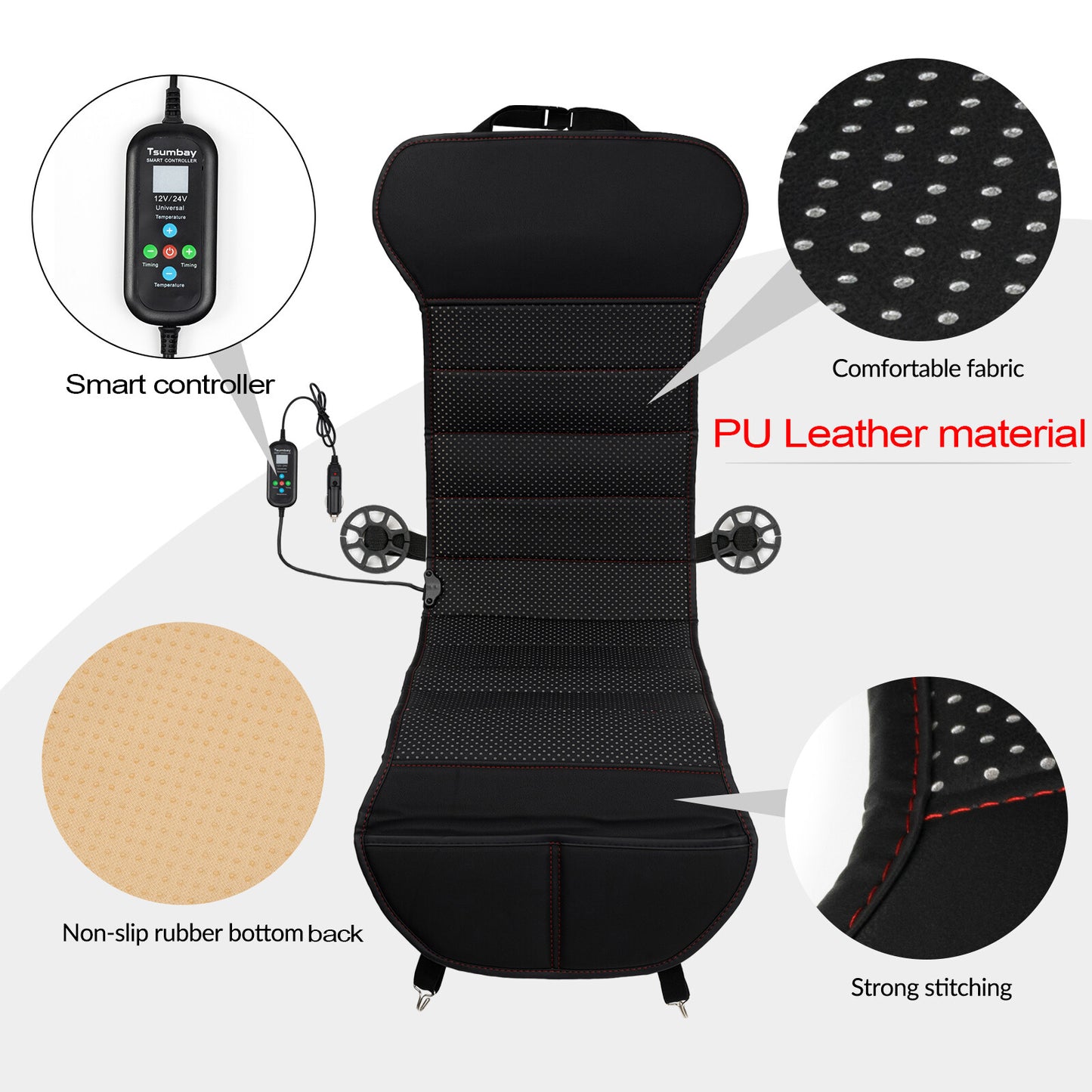 CAR for SEAT HEATER 12V DELUXE 7 HEATING STEPS HEATED for SEAT PAD HEATING PAD CAR Q