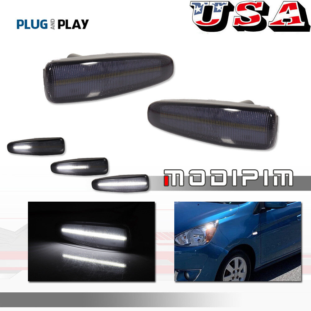 Smoked white LED side marker signal light suitable for Lancer Evo X Mirage- v