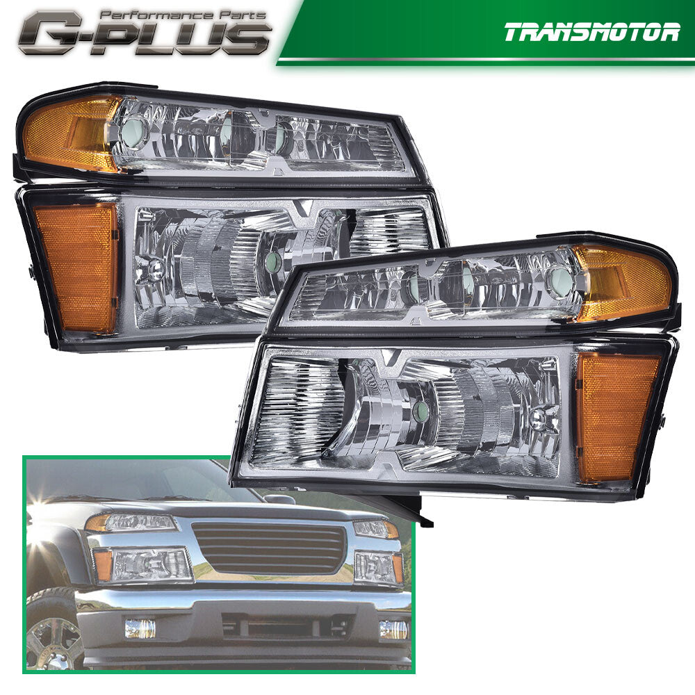 Headlight Assembly + Anti-collision Light Fits 2004 - 2012 for GMC for Canyon for Colorado - v
