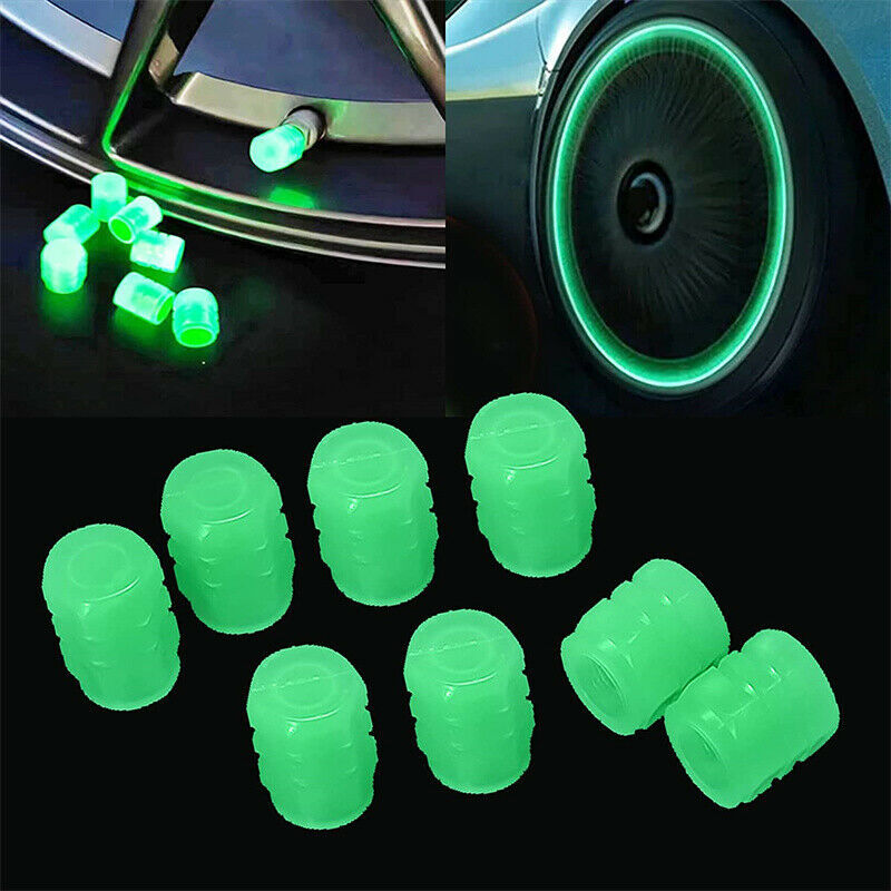 8pcs Universal Car Tire Valve Caps, Glowing Tire Valve Shaft Caps Q