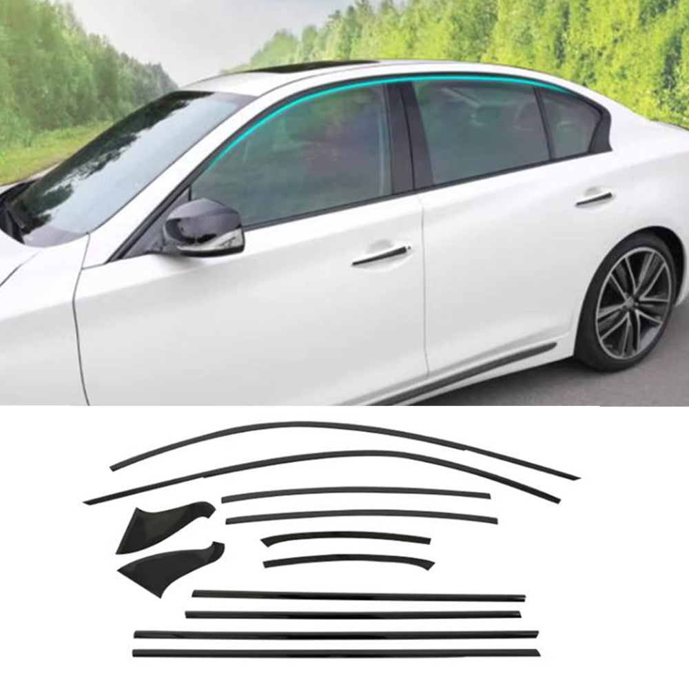 Car Accessories Black Titanium Window Strip Cover Trim for INFINITI Q50 14-2024 n