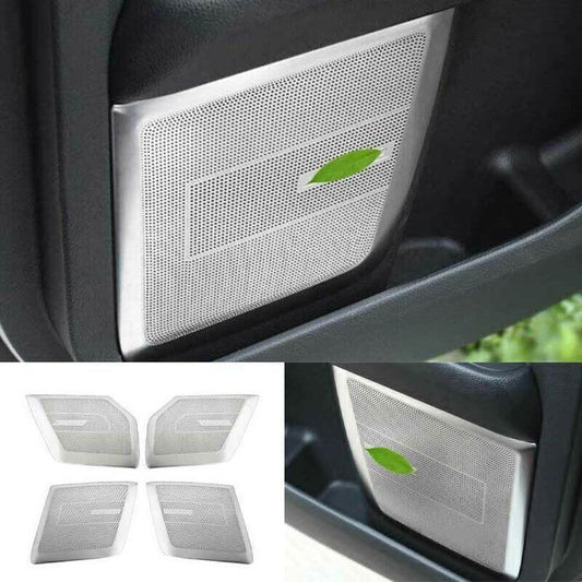 4P for Ford Mondeo Fusion 13-20 Inner Door Speaker Cover Trim Silver Steel Look