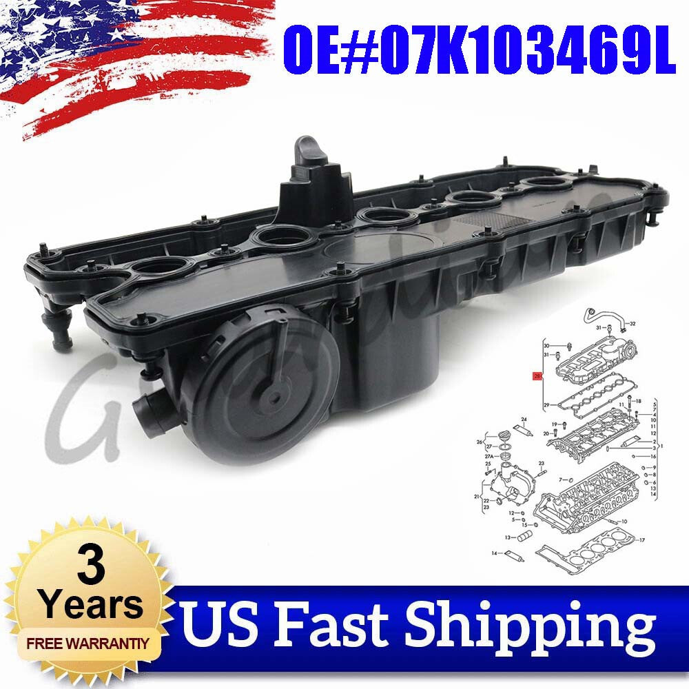 Engine valve cover with gasket 07K103469L suitable for Volkswagen Beetle, Pola, for Golf , for Jetta
