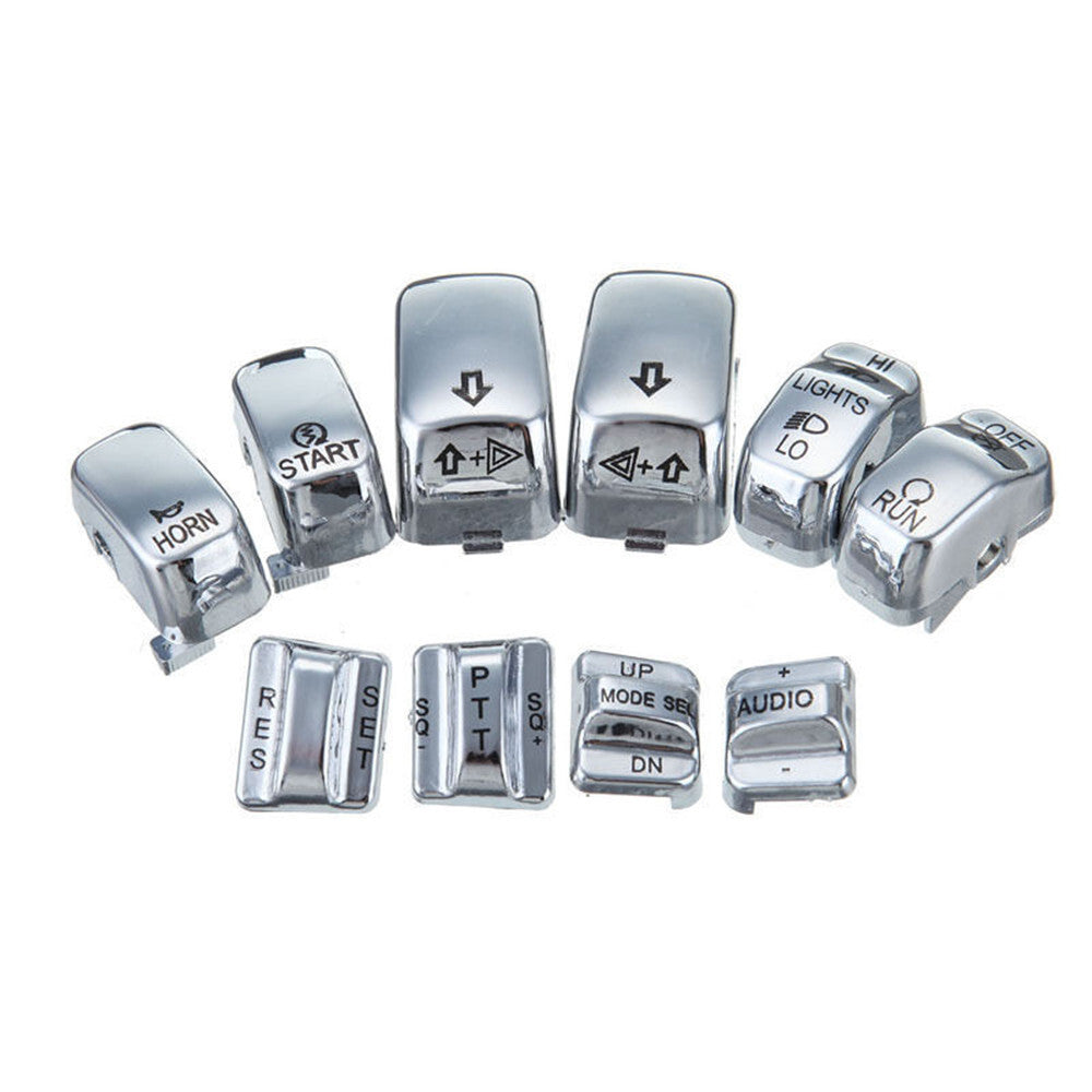 Chrome Hand Control Switch Buttons Caps for Harley Touring Electra Road Glide Q