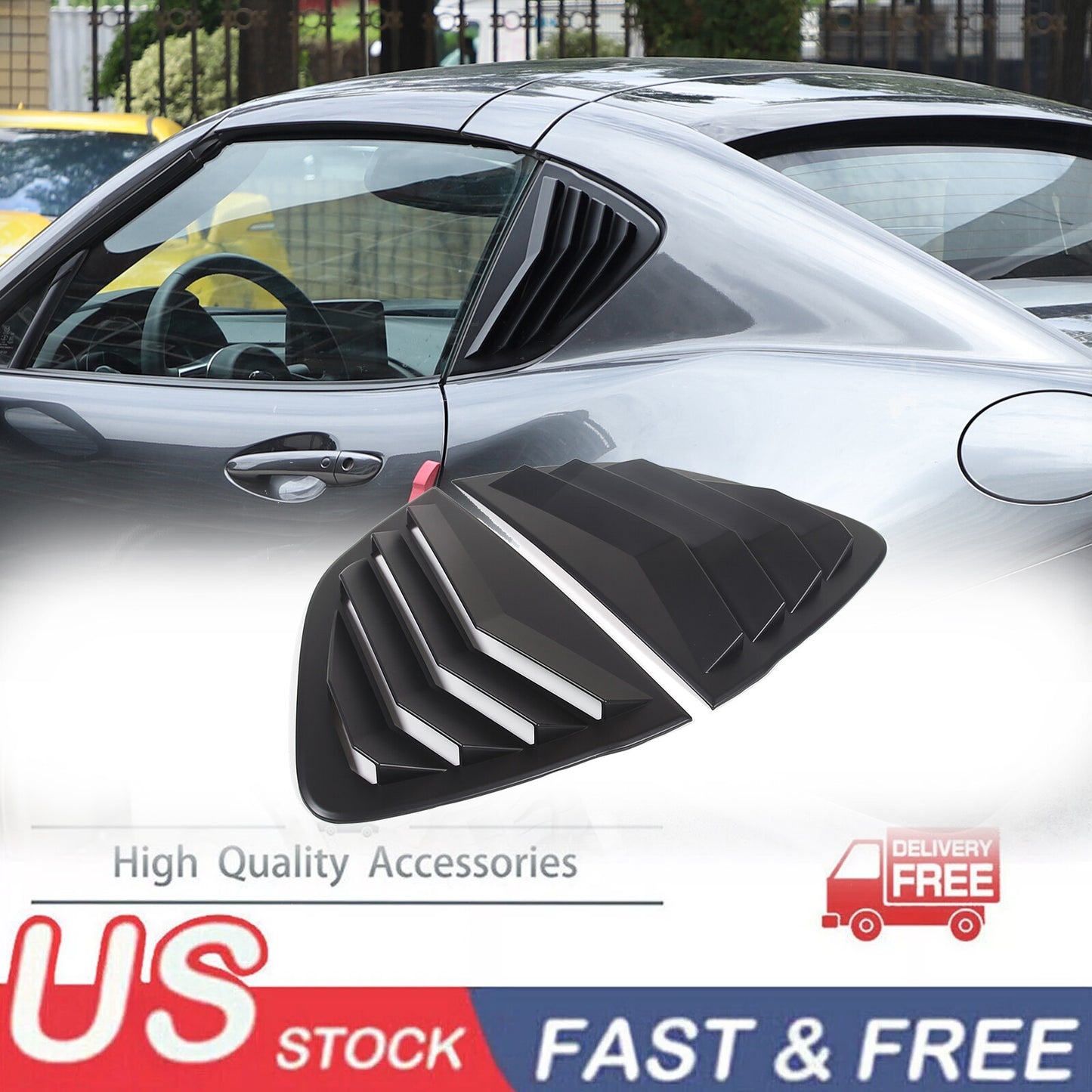 Matte black side window shutter cover trim for Mazda MX-5 Miata 2016-2023 n