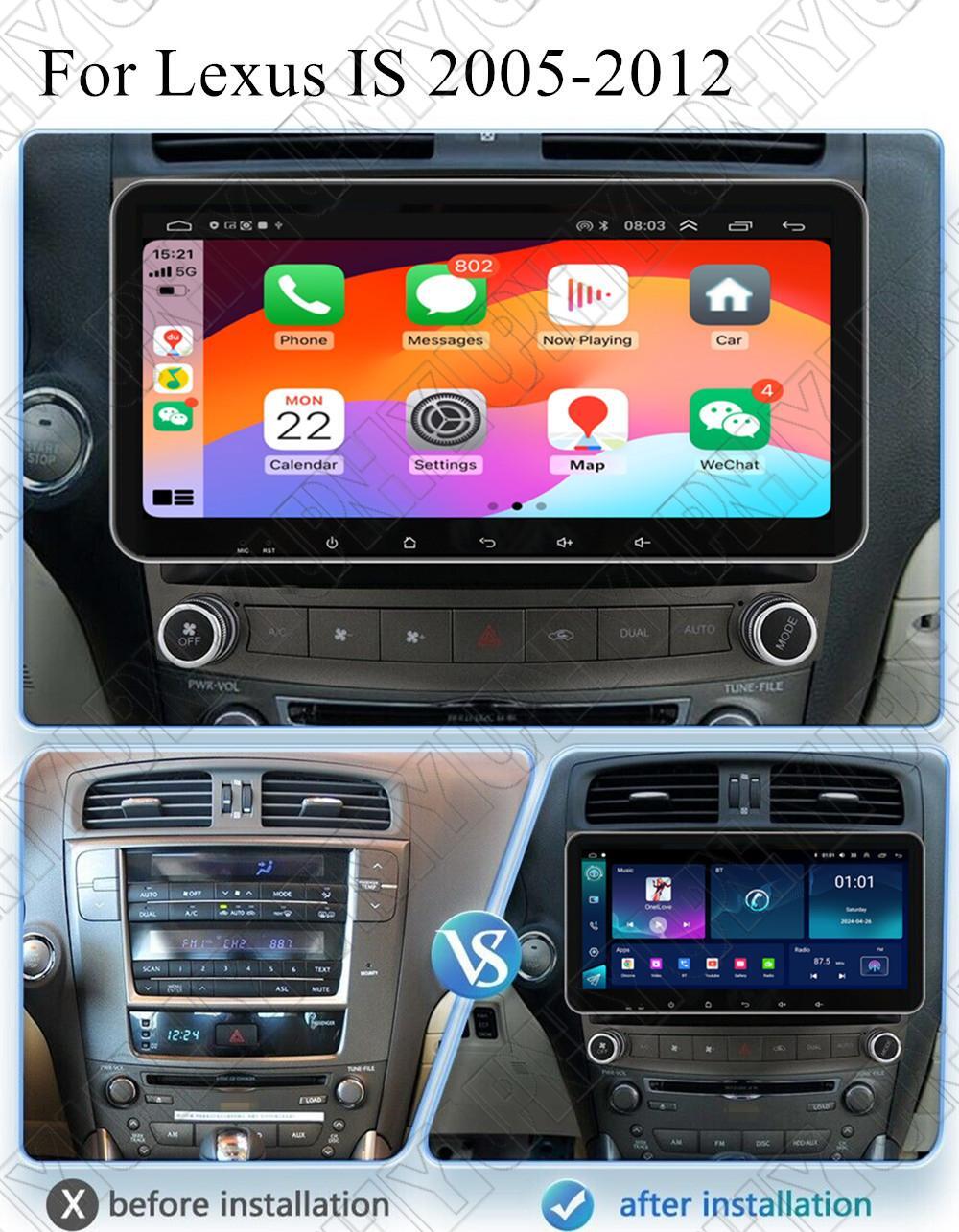 10.33 Android 14.0 Radio Stereo GPS Nav Head Unit 4+32GB for Lexus IS 2005-2012