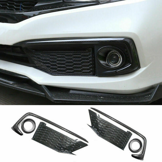6for Honda for Civic 4dr 2019-2021 Carbon Look Front Fog Light Molding Cover Trim