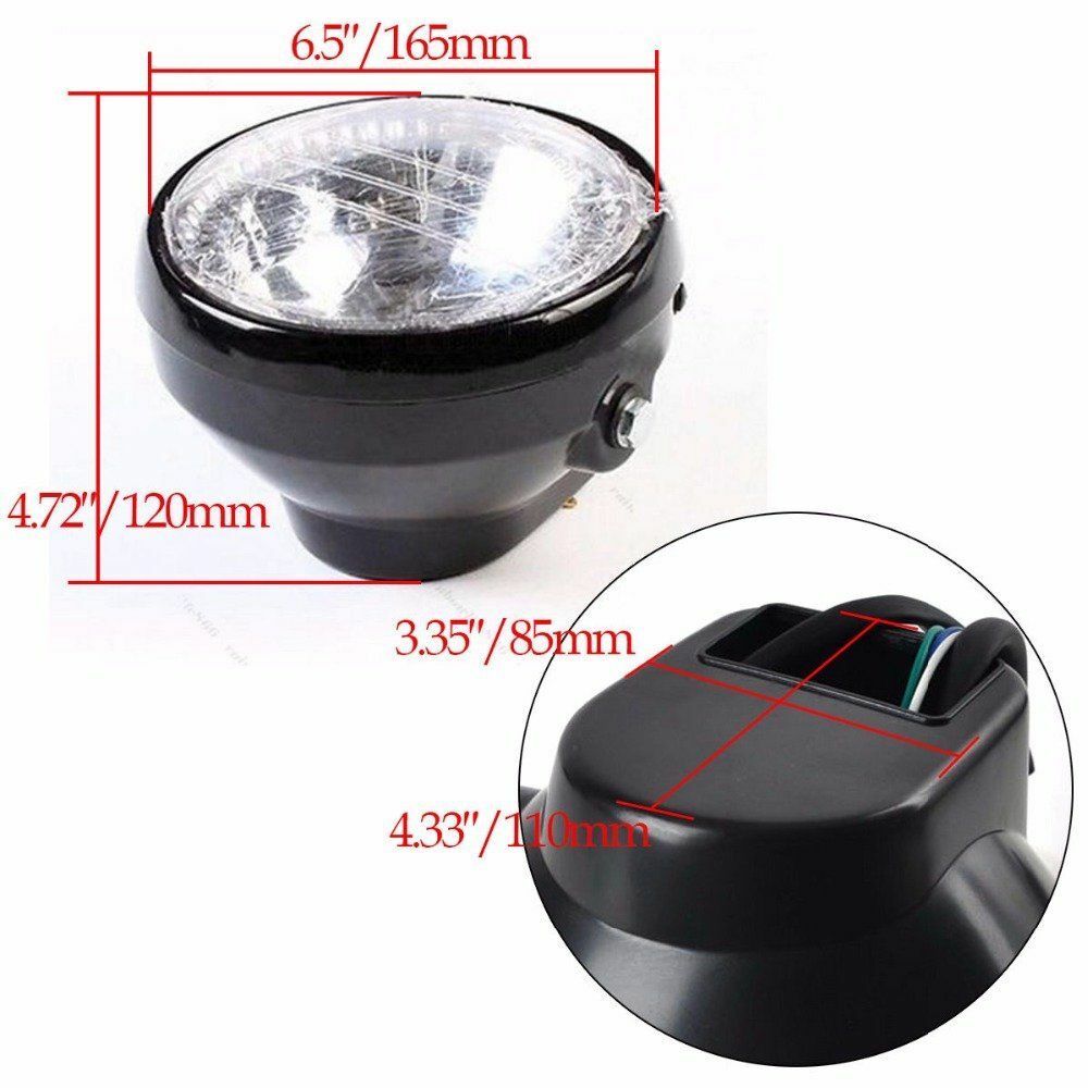 6.5'' Universal LED Motorcycle Headlight + Bracket for Harley Cafe Racer Bobber n