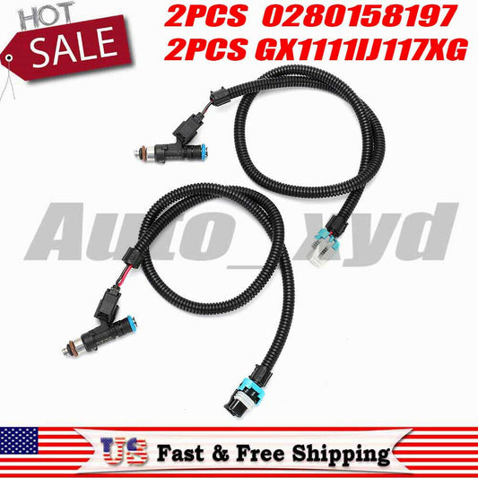 Fuel Injector 2PCS 0280158197+ 2PCS GX1111IJ117XG New for Polaris RANGER 800 Q