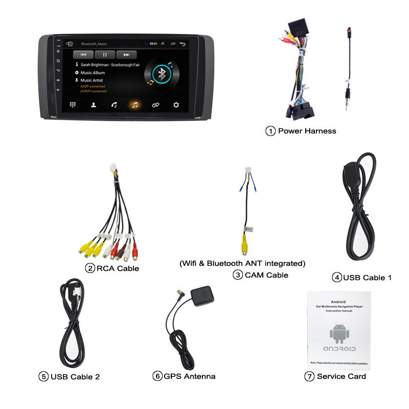 9-inch Android 9.1 Car Stereo Radio with GPS Navigation and WiFi, compatible with W25 R300 R350 (2006-2014). n