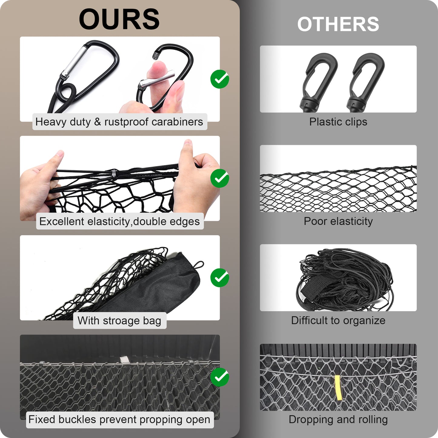 Envelope Vertical Style For 2005-24 for Toyota Tacoma Trunk Bed Cargo Net Organizer Q