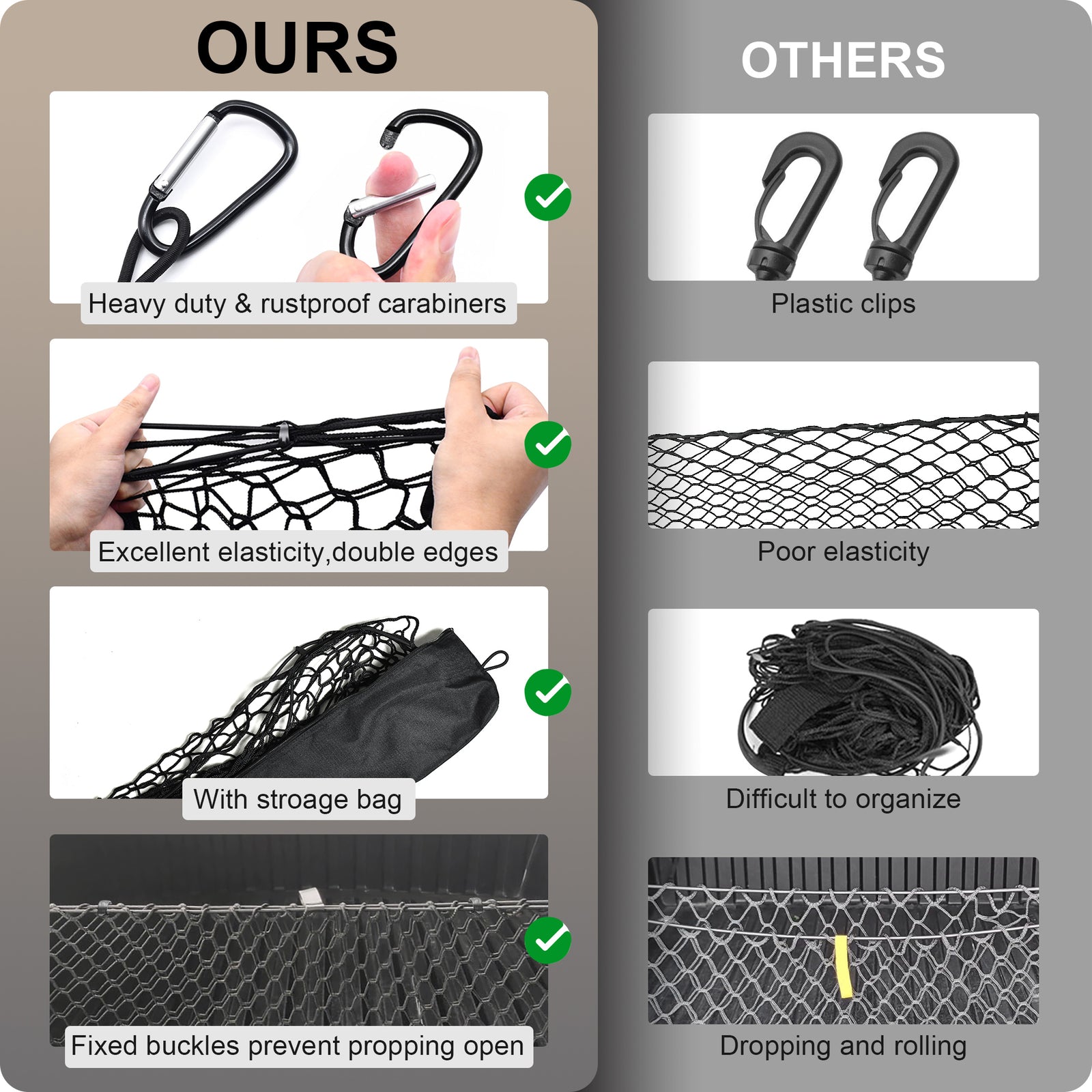 Envelope Vertical Style For 2005-24 for Toyota Tacoma Trunk Bed Cargo Net Organizer Q