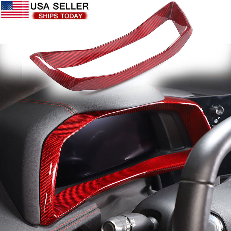Red carbon fiber speedometer instrument cluster trim for Corvette C8 20-23- n