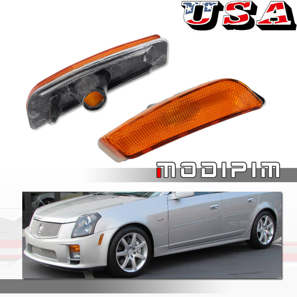 Pack Amber Lens Front Corner Side Marker Lights for 2003 - 2007 for Cadillac CTS CTS V- v