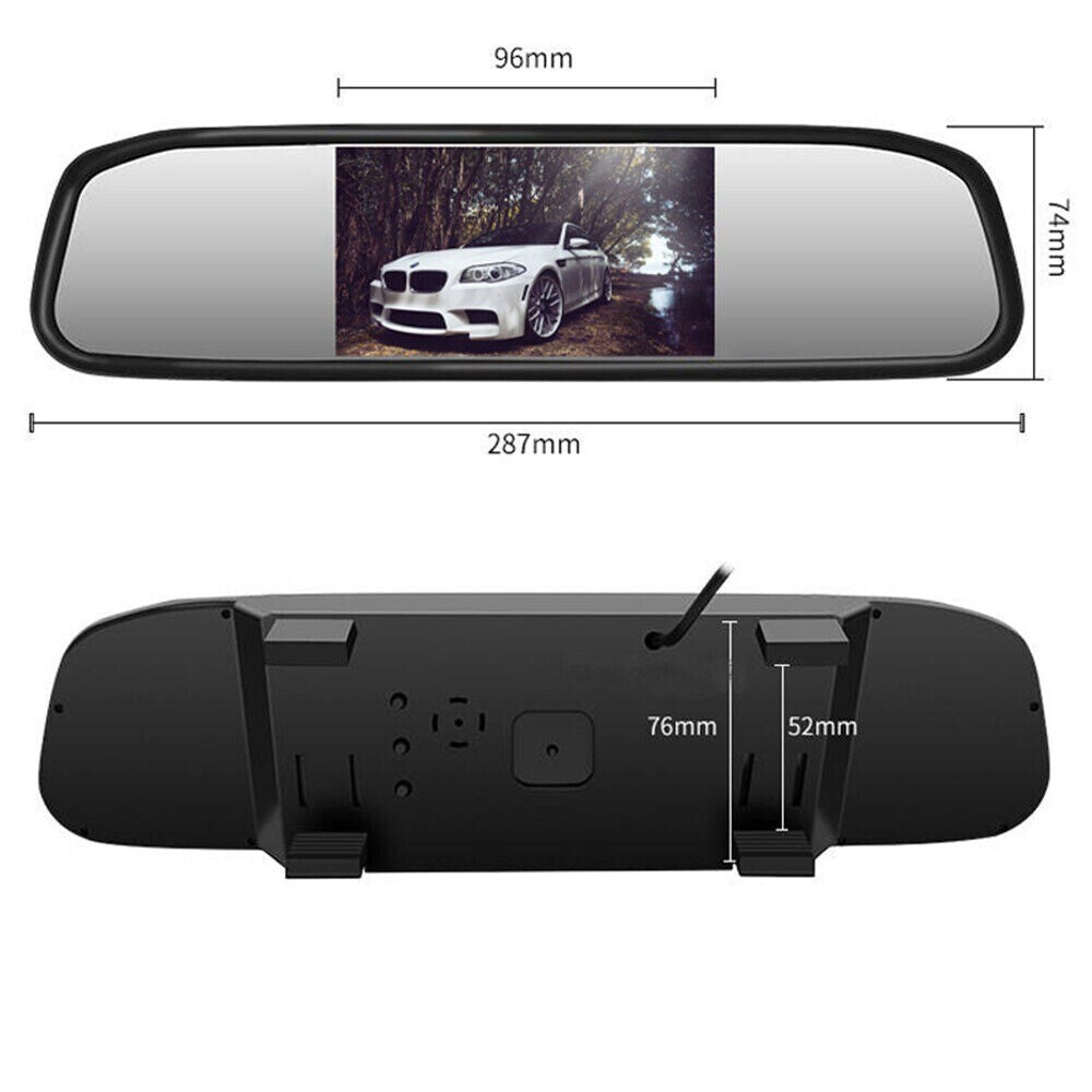 Car Visual Reverse Rear-View Mirror Monitor & Backup Radar Parking Sensor Camera n