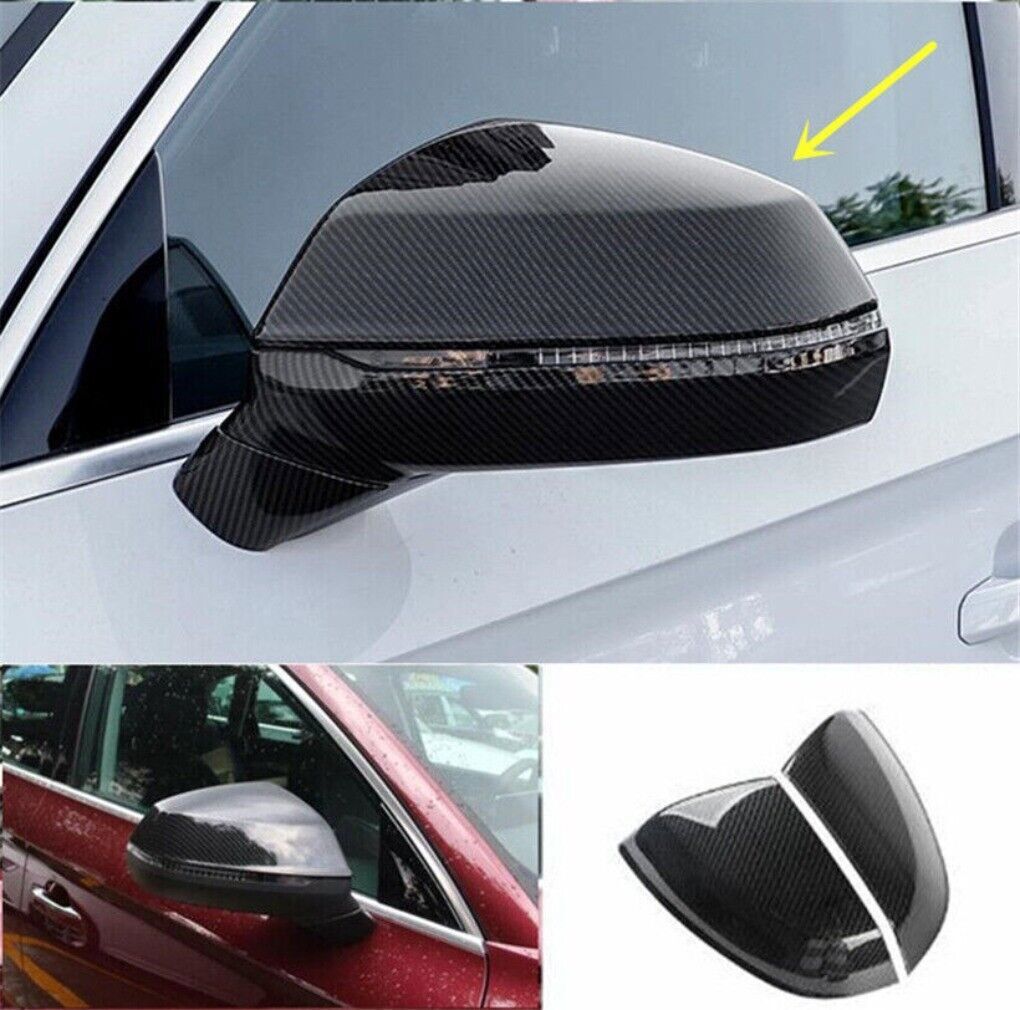 2P Carbon Fiber Look Door Rear View Side Mirror Trim Cover for Audi Q5 2018-2024