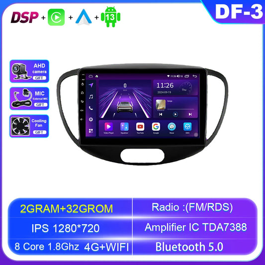 for Hyundai i10 2007-2013 Stereo Android CarPlay Car Radio GPS Multimedia Player