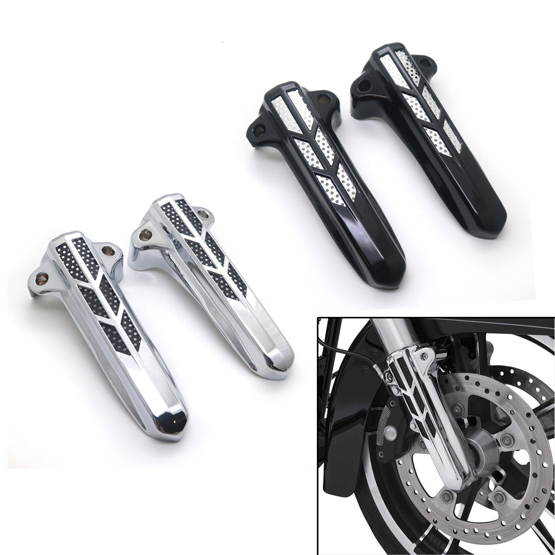 Black Front Fork Lower Leg Covers for Harley Road Glide FLHR FLHX FLHT 2014-2017 Q
