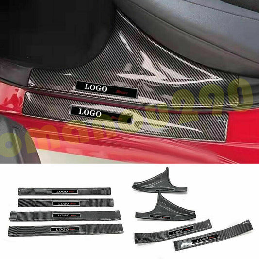 8p for Honda for Civic 2022-2023 Carbon Fiber Door Sill Scuff Plate Cover Guard Trim