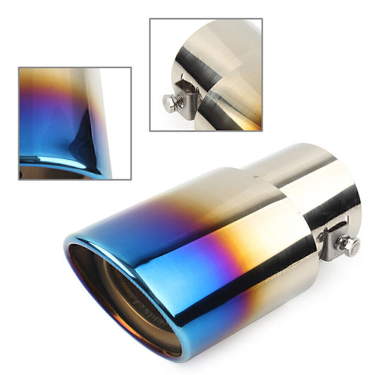 Stainless Steel Car Rear Exhaust Pipe Tail Muffler Tip Round Accessories Bluing Q