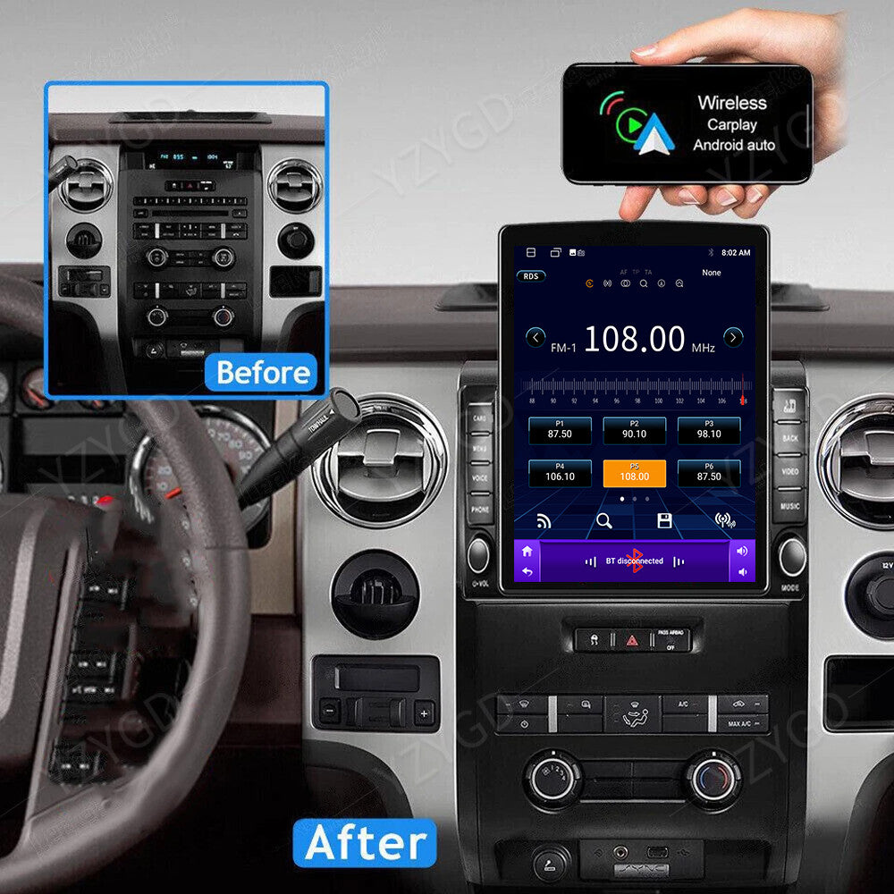 for Ford F150 2009-2014 Android 14 Apple Carplay 9.7Inch Car Stereo Radio GPS BT
