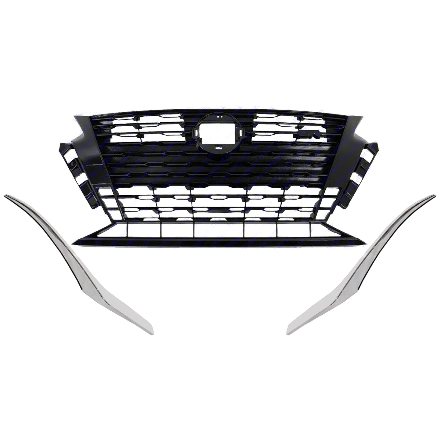 Front Bumper Upper Grille & Grille Molding Set For 2023 2024 Altima SR n