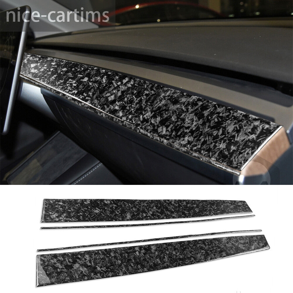 for Tesla Model 3 /Y 2017-22 Forged Carbon Dashboard Central Control Panel Cover