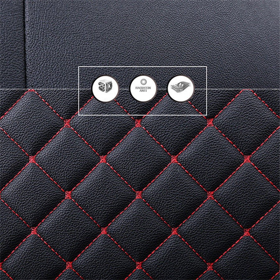 1 Set PU Leather Car for Seat Cover Front Rear Cushion Protector Black+Red Anti-slip Q