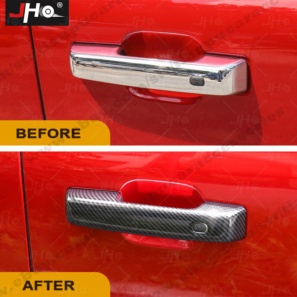 ABS Carbon Fiber Side Exterior Door Handles Trims Cover for Ford F150 2021-2022