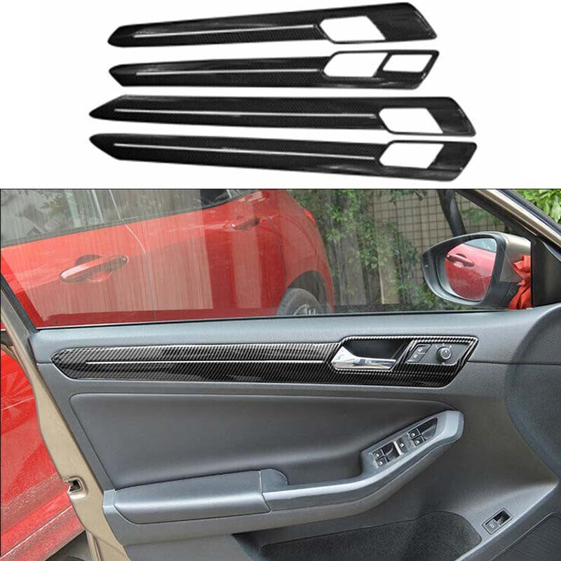 Interior Door Armrest Strip Trim for Volkswagen for Jetta MK6 Carbon Fiber 2015-2018